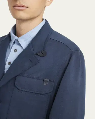 Brioni Men's Washed Silk Safari Jacket | Thumbnail 5