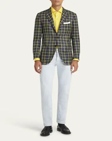 Kiton Men's Cashmere-Blend Check Sport Coat | Thumbnail 2 Kiton Men's Cashmere-Blend Check Sport Coat | Thumbnail 2