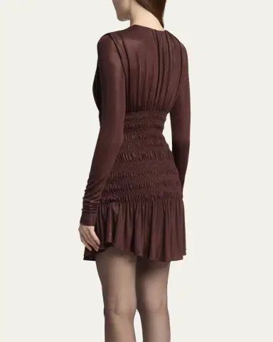 Saint Laurent Ruched Long-Sleeve Mini Dress | Thumbnail 3