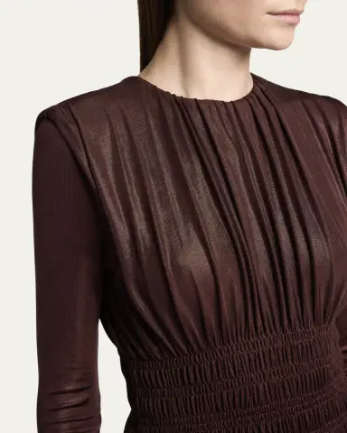 Saint Laurent Ruched Long-Sleeve Mini Dress | Thumbnail 5