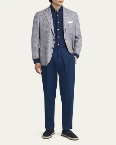 Kiton Men's Sasha Wool Pleated Stretch Pants | Thumbnail 2