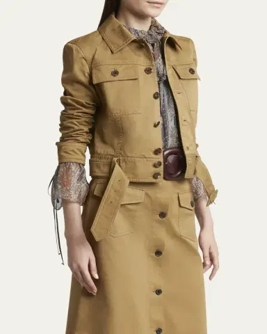 Saint Laurent Collared Button Down Belted Jacket | Thumbnail 4 Saint Laurent Collared Button Down Belted Jacket | Thumbnail 4