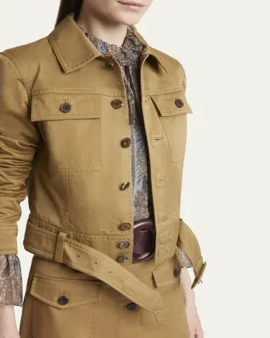 Saint Laurent Collared Button Down Belted Jacket | Thumbnail 6 Saint Laurent Collared Button Down Belted Jacket | Thumbnail 6