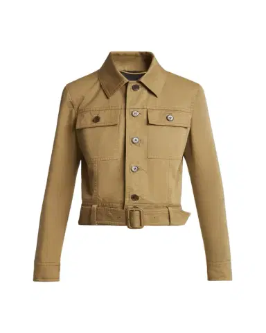 Saint Laurent Collared Button Down Belted Jacket | Thumbnail 1 Saint Laurent Collared Button Down Belted Jacket | Thumbnail 1