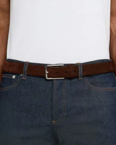 Santoni Men's Suede Rectangle-Buckle Belt | Thumbnail 2