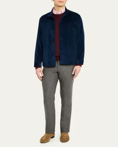 Anderson & Sheppard Men's Cotton and Cashmere Corduroy Shirt Jacket | Thumbnail 2 Anderson & Sheppard Men's Cotton and Cashmere Corduroy Shirt Jacket | Thumbnail 2