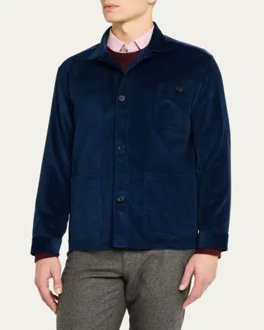 Anderson & Sheppard Men's Cotton and Cashmere Corduroy Shirt Jacket | Thumbnail 4 Anderson & Sheppard Men's Cotton and Cashmere Corduroy Shirt Jacket | Thumbnail 4