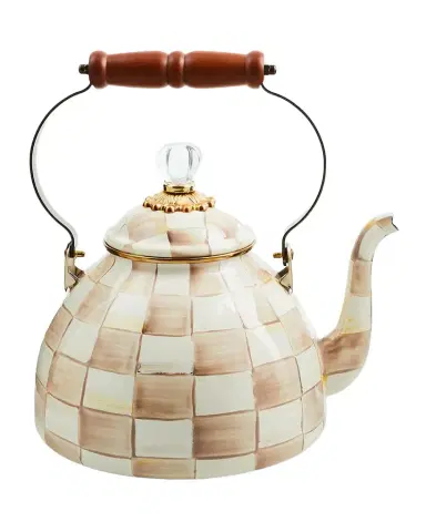 MacKenzie-Childs Mocha Check Tea Kettle, 3 Quarts | Thumbnail 1 MacKenzie-Childs Mocha Check Tea Kettle, 3 Quarts | Thumbnail 1