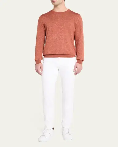 Kiton Men's Cashmere and Linen Crewneck Sweater | Thumbnail 2 Kiton Men's Cashmere and Linen Crewneck Sweater | Thumbnail 2