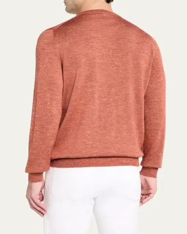Kiton Men's Cashmere and Linen Crewneck Sweater | Thumbnail 3 Kiton Men's Cashmere and Linen Crewneck Sweater | Thumbnail 3