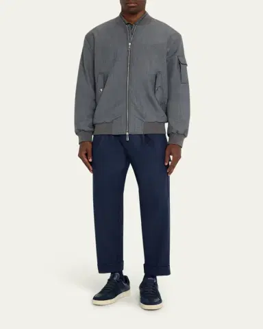 KNT Men's Zip-Front Wool Bomber Jacket | Thumbnail 2