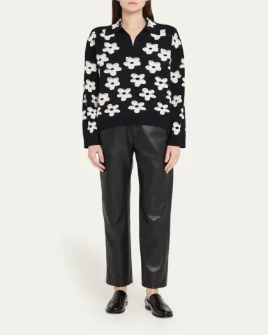 Marc Jacobs Daisy Jacquard Long-Sleeve Polo Top | Thumbnail 2