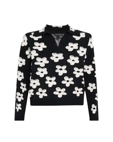 Marc Jacobs Daisy Jacquard Long-Sleeve Polo Top | Thumbnail 1