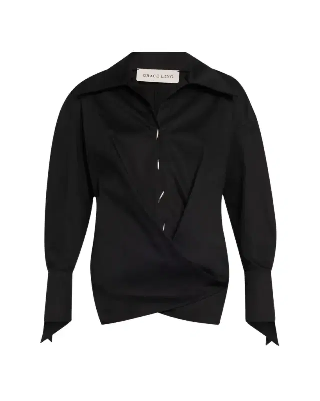 Collared Wrap Blouse