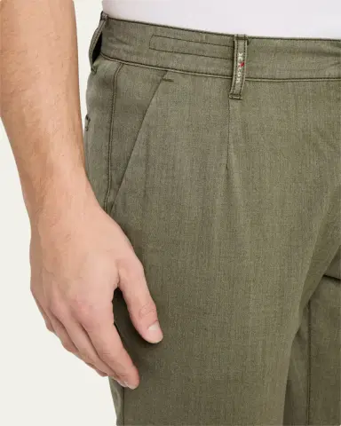 Kiton Men's Washed Wool Slim Four-Pocket Pants | Thumbnail 5 Kiton Men's Washed Wool Slim Four-Pocket Pants | Thumbnail 5