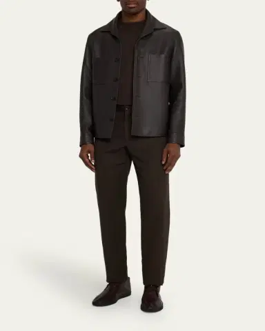 Loro Piana Men's Evandro Calfskin Overshirt | Thumbnail 2