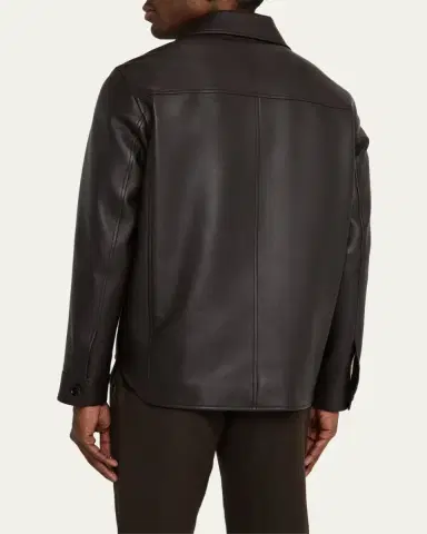 Loro Piana Men's Evandro Calfskin Overshirt | Thumbnail 3