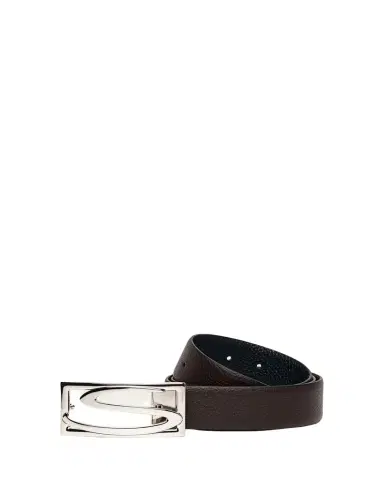 Santoni Men's Rectangle S-Buckle Reversible Leather Belt | Thumbnail 1
