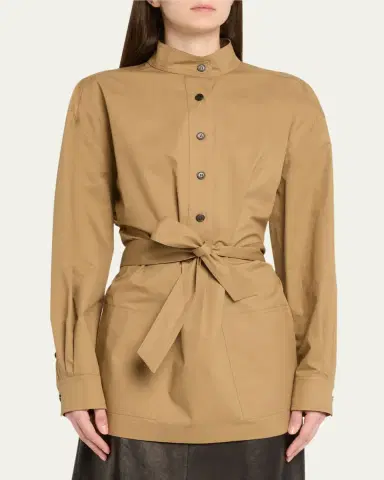 Saint Laurent Half-Buttoned Belted Tunic | Thumbnail 4 Saint Laurent Half-Buttoned Belted Tunic | Thumbnail 4