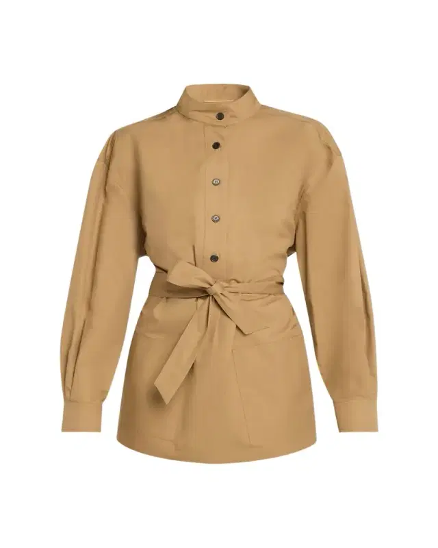 Half-Buttoned Belted Tunic