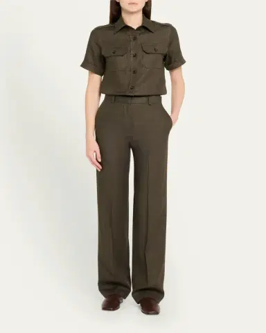 Loro Piana Goldie Structured Linen Wool Trousers | Thumbnail 2