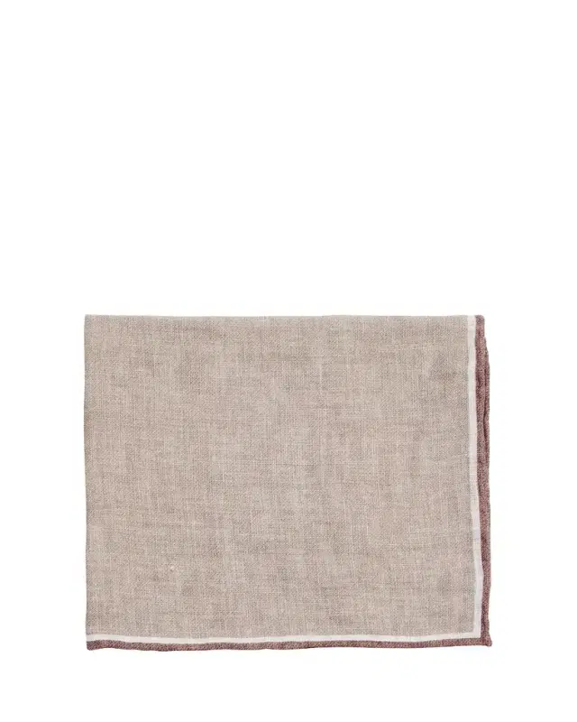 Men's Linen Stripe-Trim Pocket Square