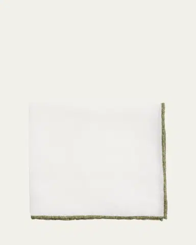 Rosi Collection Men's Linen Contrast-Trim Pocket Square | Thumbnail 2