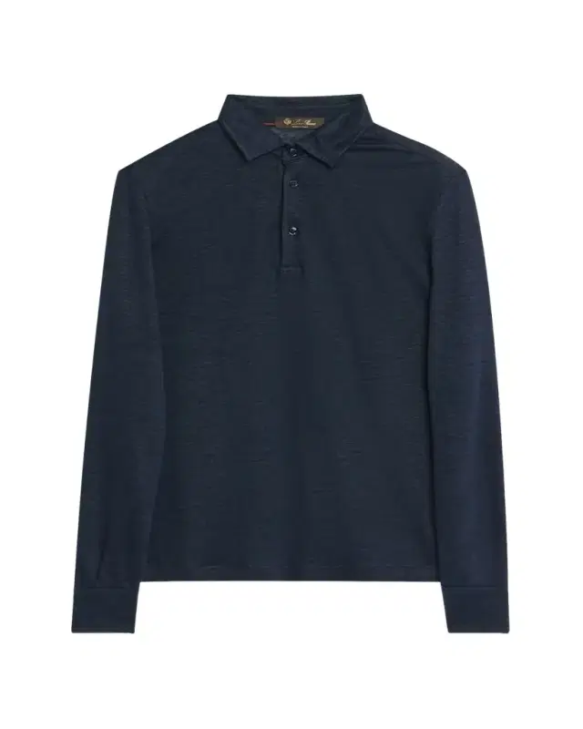 Men's Sam Linen Long-Sleeve Polo Shirt