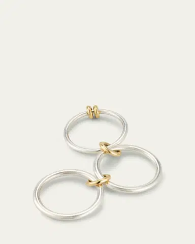 Spinelli Kilcollin Raneth SG Gris Three Link Ring in Sterling Silver with Grey Diamond Accents | Thumbnail 4