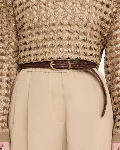 Brunello Cucinelli Braided Oval Buckle Raffia Belt | Thumbnail 2