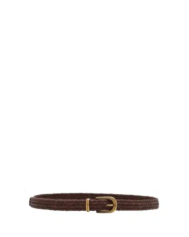 Brunello Cucinelli Braided Oval Buckle Raffia Belt | Thumbnail 1