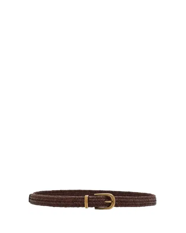 Braided Oval Buckle Raffia Belt