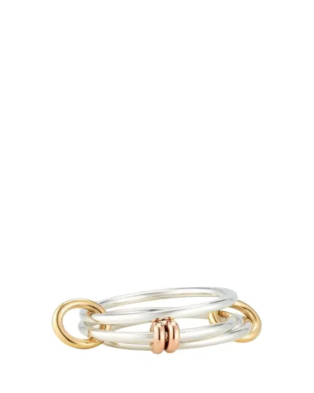 Acacia SG Three Link Ring in Sterling Silver with Yellow Gold and Rose Gold