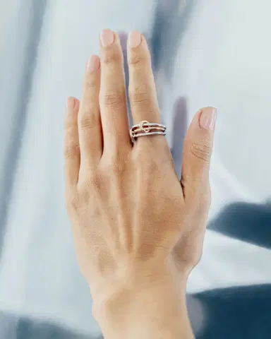 Spinelli Kilcollin Solarium SY Three Link Ring in Sterling Silver and 18K Yellow Gold Connectors | Thumbnail 2 Spinelli Kilcollin Solarium SY Three Link Ring in Sterling Silver and 18K Yellow Gold Connectors | Thumbnail 2