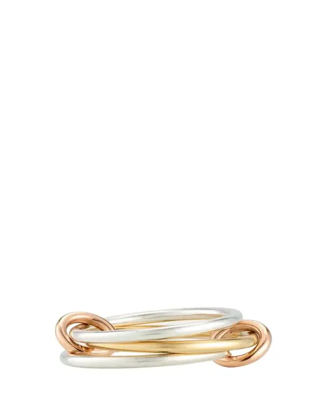 Spinelli Kilcollin Solarium SY Three Link Ring in Sterling Silver and 18K Yellow Gold Connectors