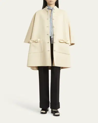 Valentino Garavani Bow Three-Quarter Sleeve Wool Cashmere Cape | Thumbnail 2