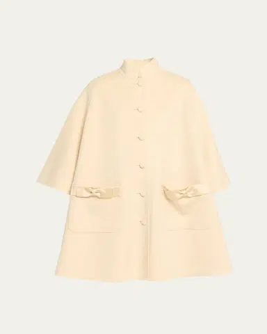 Valentino Garavani Bow Three-Quarter Sleeve Wool Cashmere Cape | Thumbnail 6