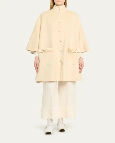 Valentino Garavani Bow Three-Quarter Sleeve Wool Cashmere Cape | Thumbnail 7