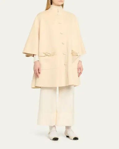 Valentino Garavani Bow Three-Quarter Sleeve Wool Cashmere Cape | Thumbnail 9