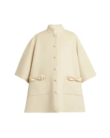 Valentino Garavani Bow Three-Quarter Sleeve Wool Cashmere Cape | Thumbnail 1