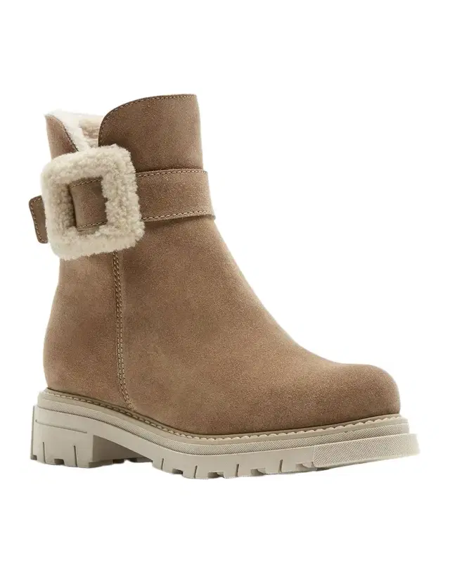 Dax Suede Shearling Buckle Booties