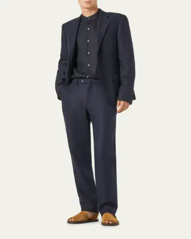 Loro Piana Men's Carlo Antigua Flax Trousers | Thumbnail 2 Loro Piana Men's Carlo Antigua Flax Trousers | Thumbnail 2