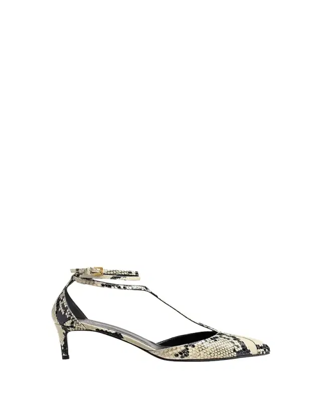 Mia Snake-Effect Leather Kitten-Heel Pumps
