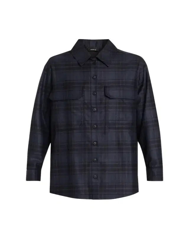 Akris Check Wool Flannel Oversized Shirt Jacket