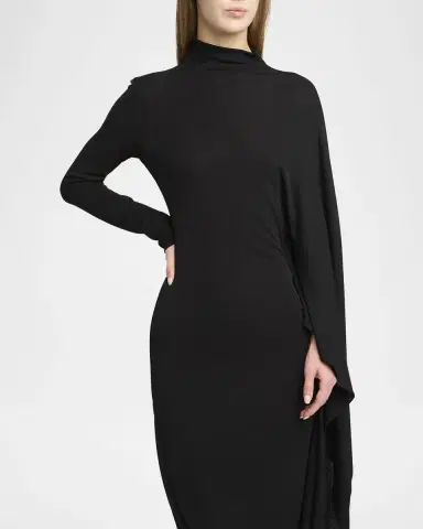Stella McCartney High Neck Cape Viscose Dress | Thumbnail 4 Stella McCartney High Neck Cape Viscose Dress | Thumbnail 4