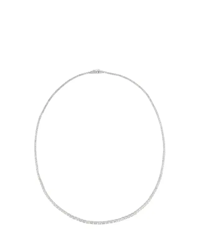 14K White Gold Flawless Graduating Diamond Tennis Necklace, 17"L