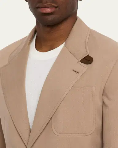 Brioni Men's Silk Leather-Trim Travel Jacket | Thumbnail 5