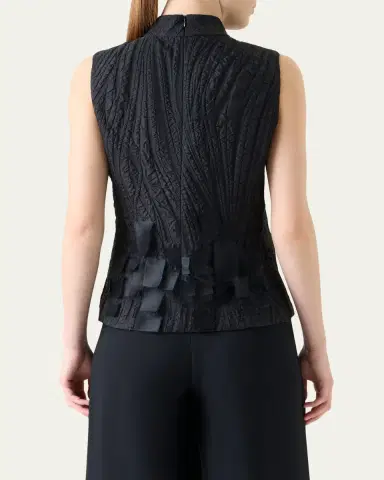 Akris Jacquard Waves and Ribbons Silk-Blend Blouse | Thumbnail 3 Akris Jacquard Waves and Ribbons Silk-Blend Blouse | Thumbnail 3