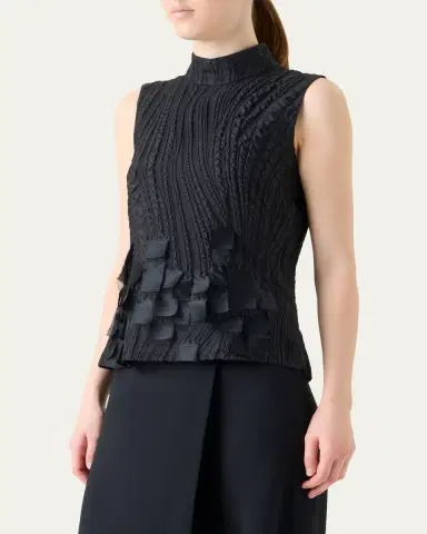 Akris Jacquard Waves and Ribbons Silk-Blend Blouse | Thumbnail 4 Akris Jacquard Waves and Ribbons Silk-Blend Blouse | Thumbnail 4
