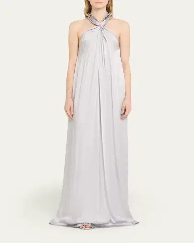 Stella McCartney Ball-Collar Satin Halter Gown | Thumbnail 2 Stella McCartney Ball-Collar Satin Halter Gown | Thumbnail 2